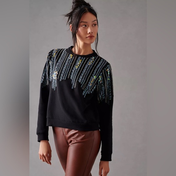 Anthropologie ‘Let Me Be Disco’ sequin and beaded sweatshirt - Picture 5 of 11